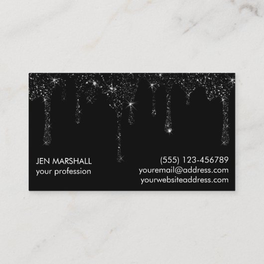 黒グリッター乾燥デザイン 名刺 (裏面)