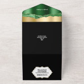 黒グリーグリッターエレガントきらめく結婚ズ オールインワン招待状 (外側)