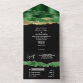 黒グリーグリッターエレガントきらめく結婚ズ オールインワン招待状 (内側)