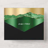 黒グリーグリッターエレガントきらめく結婚ズ オールインワン招待状 (裏面)