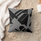 黒グレー対角ジオメトリック抽象芸術アートモチーフ クッション (ブランケット)