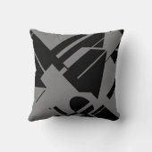 黒グレー対角ジオメトリック抽象芸術アートモチーフ クッション (裏面)