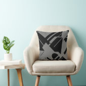 黒グレー対角ジオメトリック抽象芸術アートモチーフ クッション (椅子)