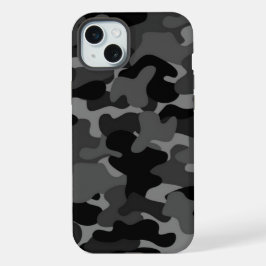 黒グレー カモフラージュ iPhone 15 PLUSケース