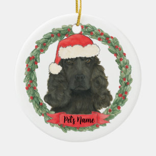黒コッカー・スパニエル クリスマス オーダーメイド セラミックオーナメント
