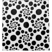 黒コンテンポラリーい円と点 シャワーカーテン (正面)