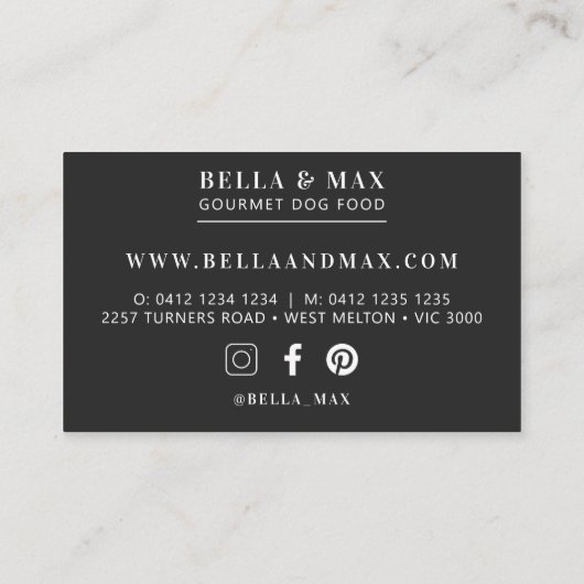 黒コンテンポラリーい犬のボーンパターン 名刺 (裏面)