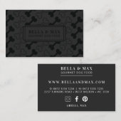 黒コンテンポラリーい犬のボーンパターン 名刺 (正面/裏面)