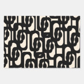 黒コンテンポラリーとクリームのグレームループパターン ラッピングペーパーシート (正面2)