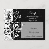 黒コンテンポラリーと白の渦巻き インビテーションポストカード (正面)