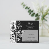 黒コンテンポラリーと白の渦巻き インビテーションポストカード (スタンド正面)