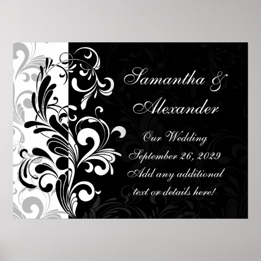 黒コンテンポラリーと白の渦巻き ポスター (正面)