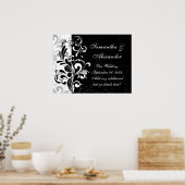 黒コンテンポラリーと白の渦巻き ポスター (キッチン)