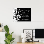 黒コンテンポラリーと白の渦巻き ポスター (ホームオフィス)