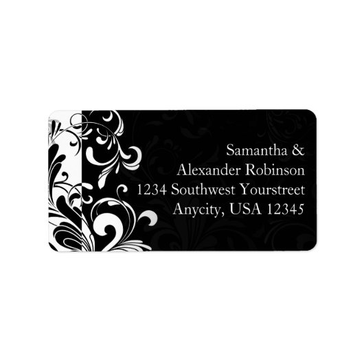 黒コンテンポラリーと白の渦巻き ラベル (正面)