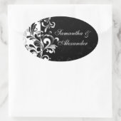 黒コンテンポラリーと白の渦巻き 楕円形シール (バッグ)