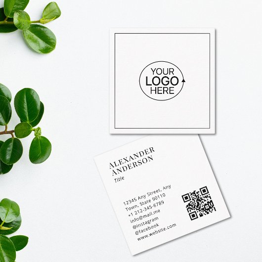 黒コンテンポラリーと白ロゴQRコードの追加 スクエア名刺