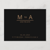 黒コンテンポラリーと金ゴールドモノグラム日付の保存 案内ポストカード (正面)
