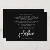 黒コンテンポラリーは私のゴッドマザーカードになる 招待状 (正面/裏面)