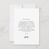 黒コンテンポラリーブライダルシャワーサンキューカード 招待状 (裏面)