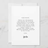 黒コンテンポラリーブライダルシャワーサンキューカード 招待状 (裏面)