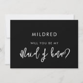 黒コンテンポラリーメイド・オブ・オーナー（花嫁付き添い人）提案カード 招待状 (正面)