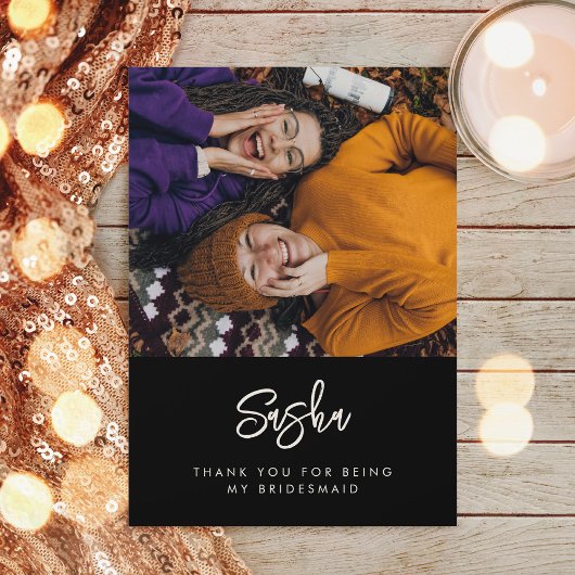 黒コンテンポラリーモダンのBridesmaidの写真 サンキューカード