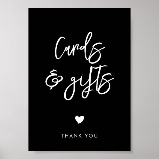 黒コンテンポラリーモダンカードとギフトサイン ポスター (正面)