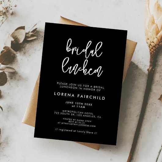 黒コンテンポラリーモダンブライダル昼食会 招待状