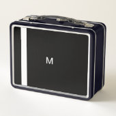 黒コンテンポラリーモダンミニマルモノグラムのリスト メタルランチボックス (裏面)