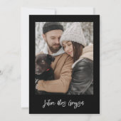 黒コンテンポラリーモダン写真ブライダルシャワー 招待状 (裏面)