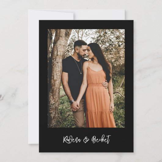 黒コンテンポラリーモダン写真 セーブザデート (裏面)