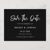 黒コンテンポラリーモダン日付の保存 案内ポストカード (正面)