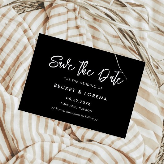 黒コンテンポラリーモダン日付の保存 案内ポストカード