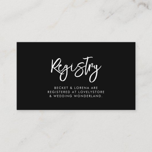 黒コンテンポラリーモダン結婚の登録カード エンクロージャーカード (正面)