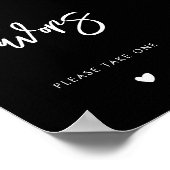 黒コンテンポラリーモダン結婚式の引き出物標識 ポスター (角)