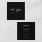 黒コンテンポラリーモダン色 スクエア名刺 (正面/裏面)