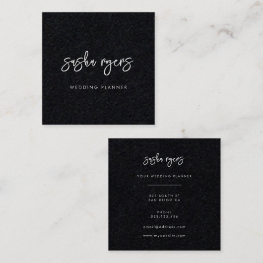 黒コンテンポラリーモダン色 スクエア名刺 (正面/裏面)