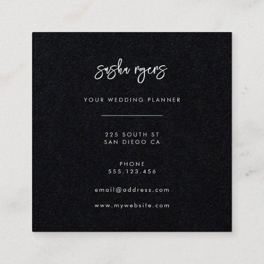 黒コンテンポラリーモダン色 スクエア名刺 (裏面)