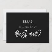 黒コンテンポラリーモダン花婿介添人提案カード 招待状 (正面)