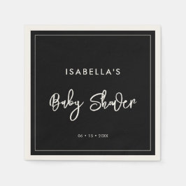 黒コンテンポラリーモダン赤ちゃんシャワー スタンダードカクテルナプキン