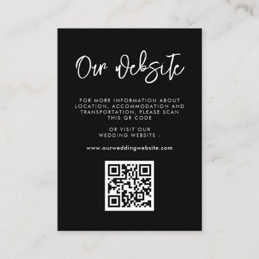 黒コンテンポラリーモダンQRコーの結婚ウェブサイト エンクロージャーカード (正面)