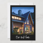 黒コンテンポラリー写真引っ越し祝いパーティーパーティー招待状 案内状 (裏面)