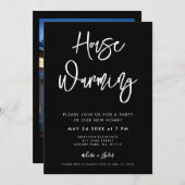 黒コンテンポラリー写真引っ越し祝いパーティーパーティー招待状 案内状 (正面/裏面)