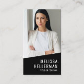 黒コンテンポラリー写真QRコードロゴ(縦) 名刺 (正面)