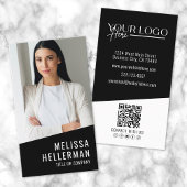 黒コンテンポラリー写真QRコードロゴ(縦) 名刺