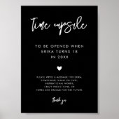 黒コンテンポラリー時カプセル1日の誕生日サイン ポスター (正面)