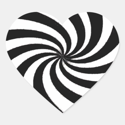 黒コンテンポラリー白アート ハートシール (正面)