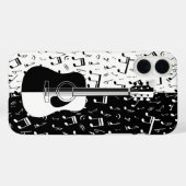 黒コンテンポラリー白ギター音楽ノートアート Case-Mate iPhoneケース (裏面 (横))