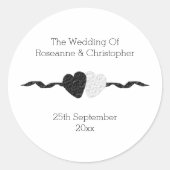 黒コンテンポラリー白結婚封筒用シール ラウンドシール (正面)